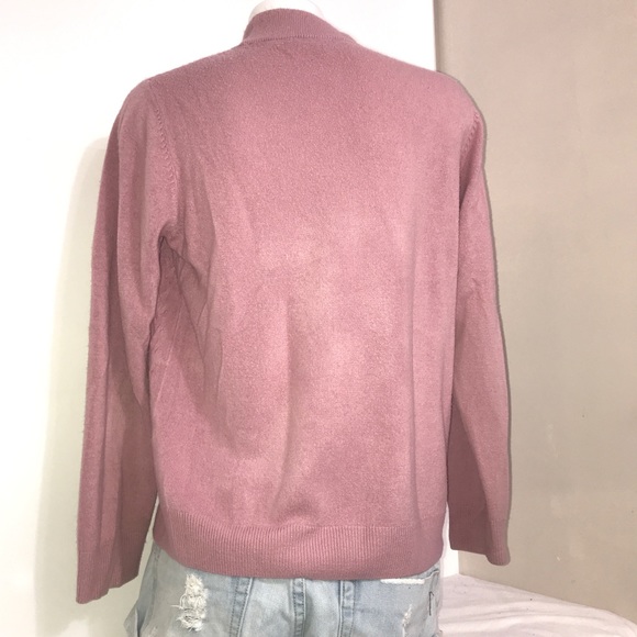 ALIA Rose Pink Quilted Knit Wool Mock Neck Sweater - Picture 2 of 8